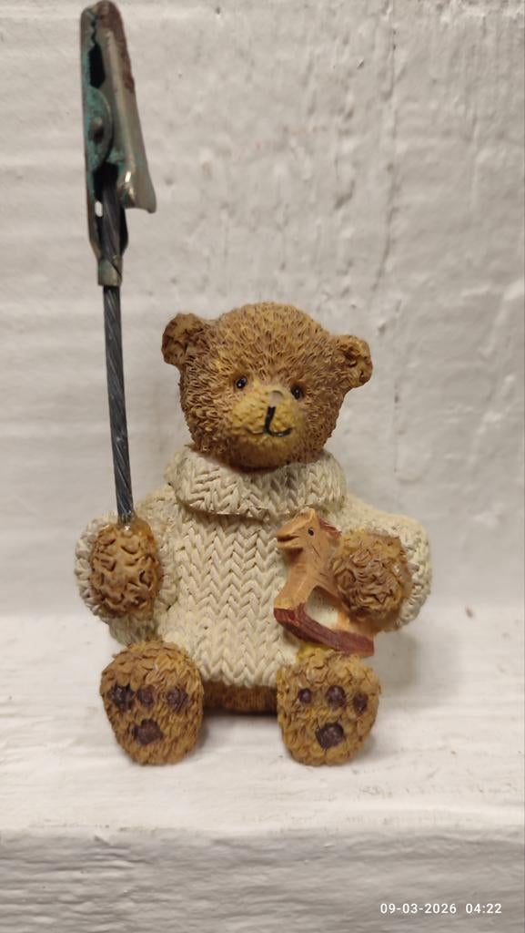 Porte-photo en forme d'ours avec petit cheval, Collections, Ours & Peluches, Enlèvement ou Envoi, Comme neuf, Statue, Autres marques