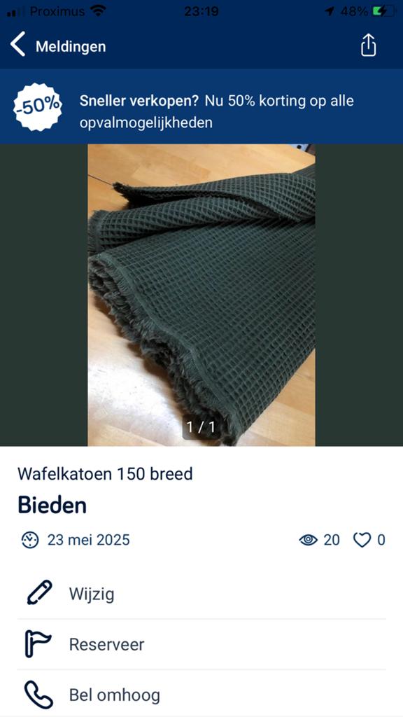 Wafel katoen groen, Ophalen of Verzenden, Zo goed als nieuw