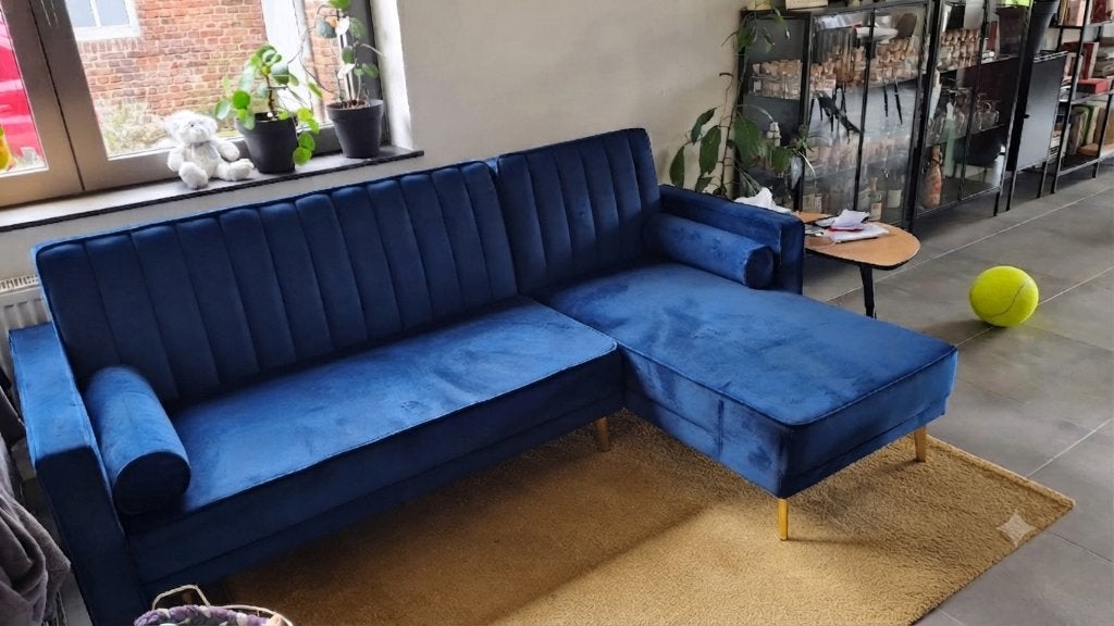 zetel (bed) velours, Trois personnes, Banc d'angle, 200 à 250 cm, 125 à 150 cm