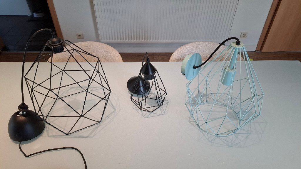 set van 3 hanglampen, Ophalen, E27 (groot), Zo goed als nieuw, Industriële look