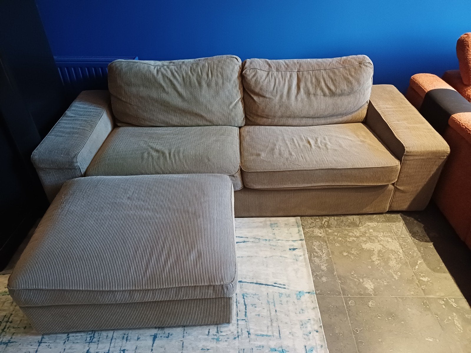 Ruime zetel met poef, Ophalen, Gebruikt, Stof