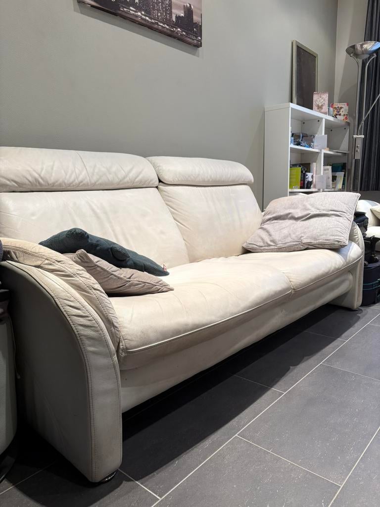 Witte 3zit-zetel., Huis en Inrichting, Zetels | Zetels, Gebruikt, Rechte bank, Driepersoons, 150 tot 200 cm, 75 tot 100 cm, Overige materialen