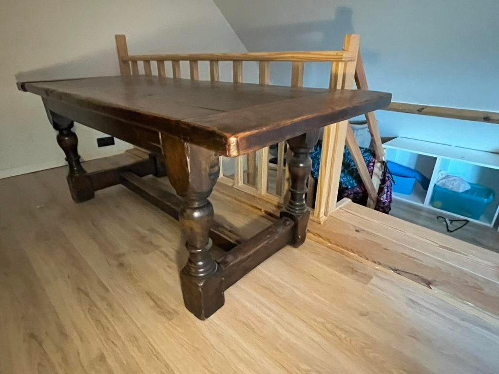 Robuuste eiken kloostertafel. (200x80cm), Ophalen, Gebruikt, 100 tot 150 cm, Klooster landelijk