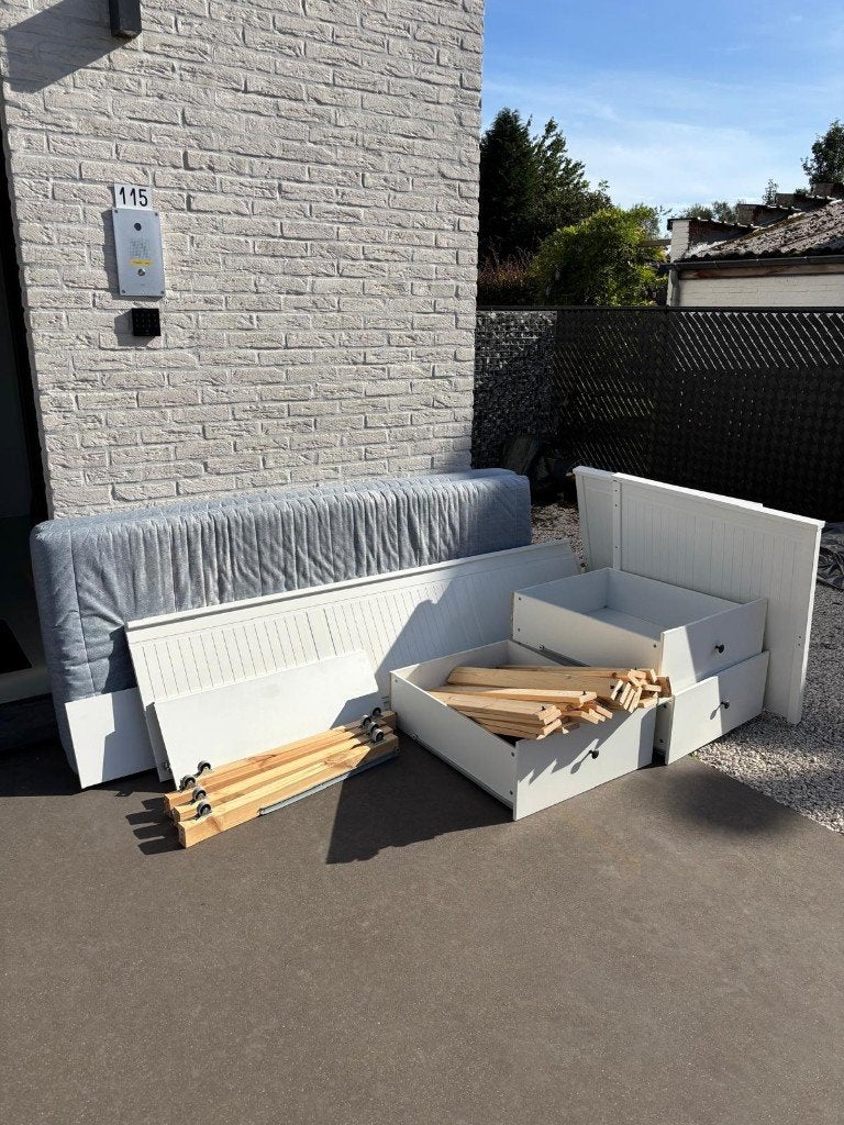 Canapé-lit à 3 tiroirs IKEA HEMNES, Maison & Meubles, Chambre à coucher | Canapés-lits, 210 cm, Enlèvement, Utilisé, Blanc