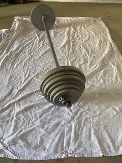 Halterbar met 7O kg schijven, Sport en Fitness, Ophalen, Gebruikt, Halterset