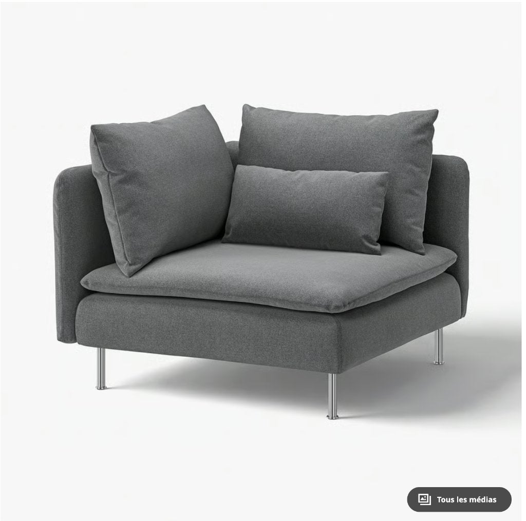 Housse Ikea Soderhamn module d'angle Samsta gris foncé, 75 à 100 cm, Banc d'angle, Moins de 150 cm, Une personne