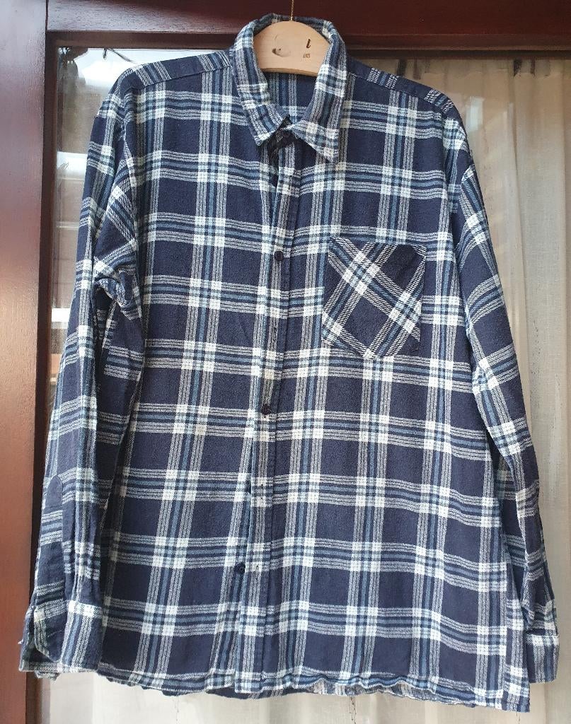 Geruite hemd maat XL, Kleding | Heren, Ophalen of Verzenden, Gedragen, Blauw, Halswijdte 43/44 (XL)