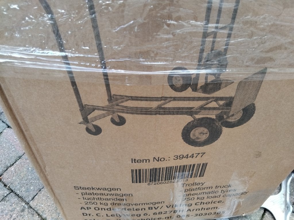 steekwagen transportkar 2 delig met luchtbanden 250 kilo, Doe-het-zelf en Bouw, Ophalen, Nieuw, Steekwagen