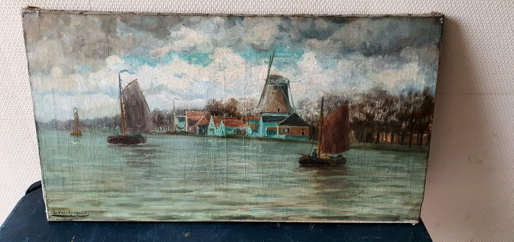 Zeezicht Het Zaan Holland Léon Valckenaere 1863-1932, Antiek en Kunst, Ophalen, Maritiem / water, Doek, Realistisch