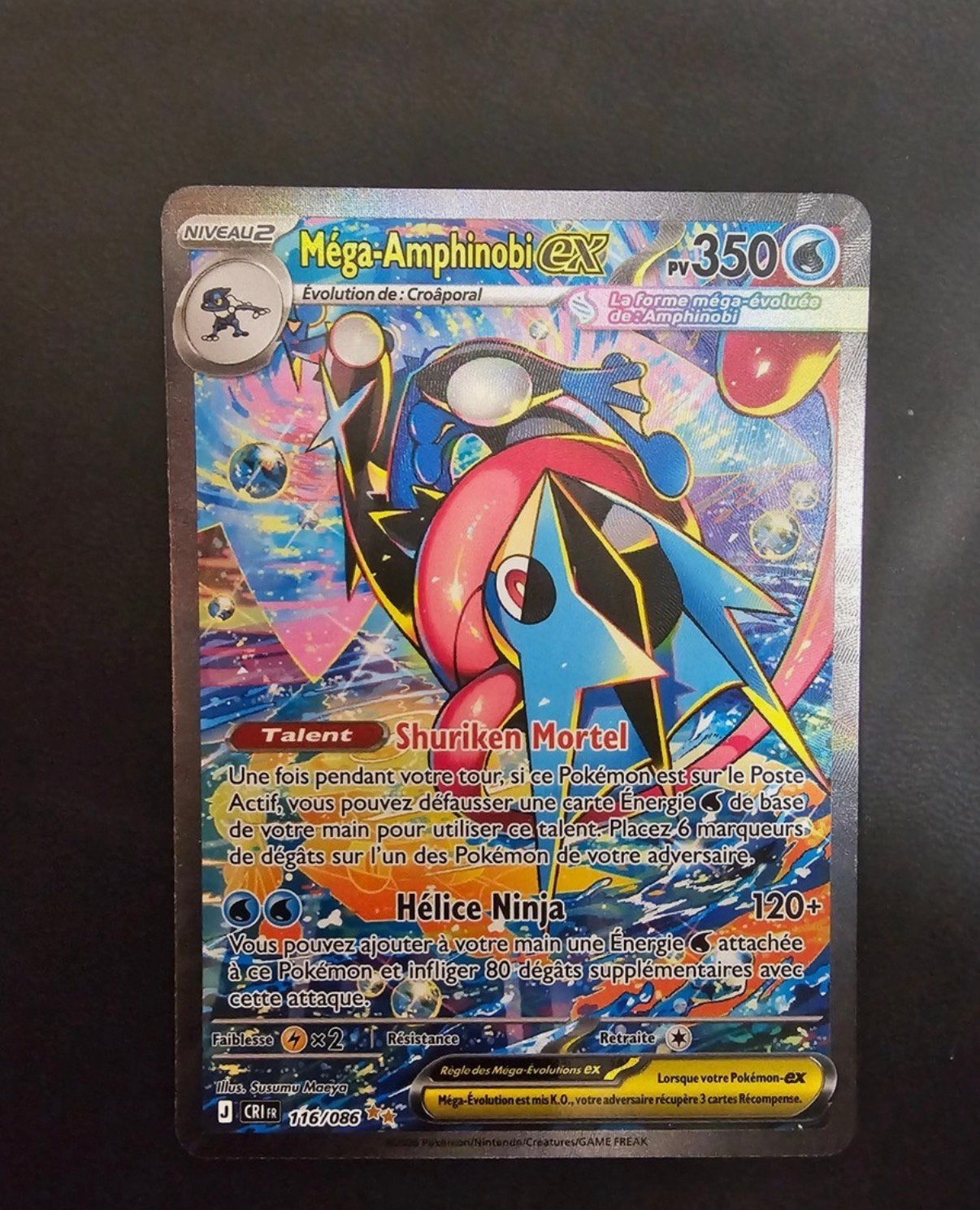 Mega Greninja ex #116, Hobby en Vrije tijd, Verzamelkaartspellen | Pokémon, Ophalen, Zo goed als nieuw, Losse kaart, Foil