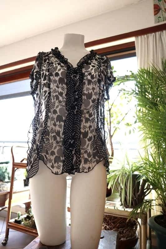 origineel licht zwart wit blouse, Zwart, Maat 42/44 (L), Patrce Breal, Ophalen of Verzenden