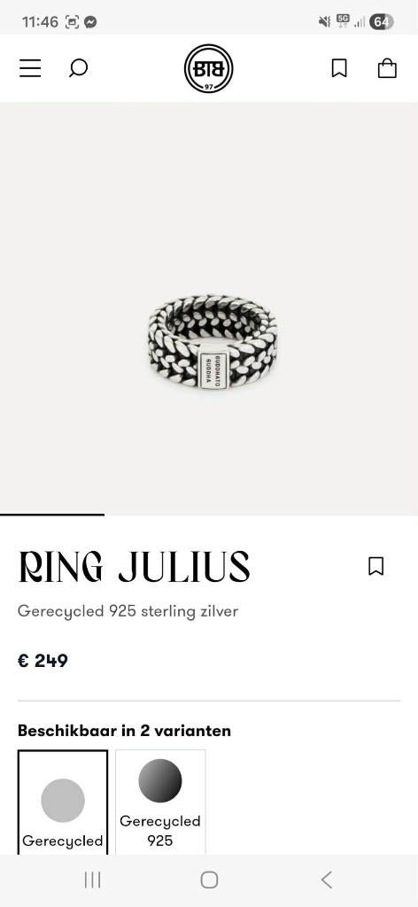 Zilver ring buddha to buddha, Ophalen of Verzenden, Zilver, Ring