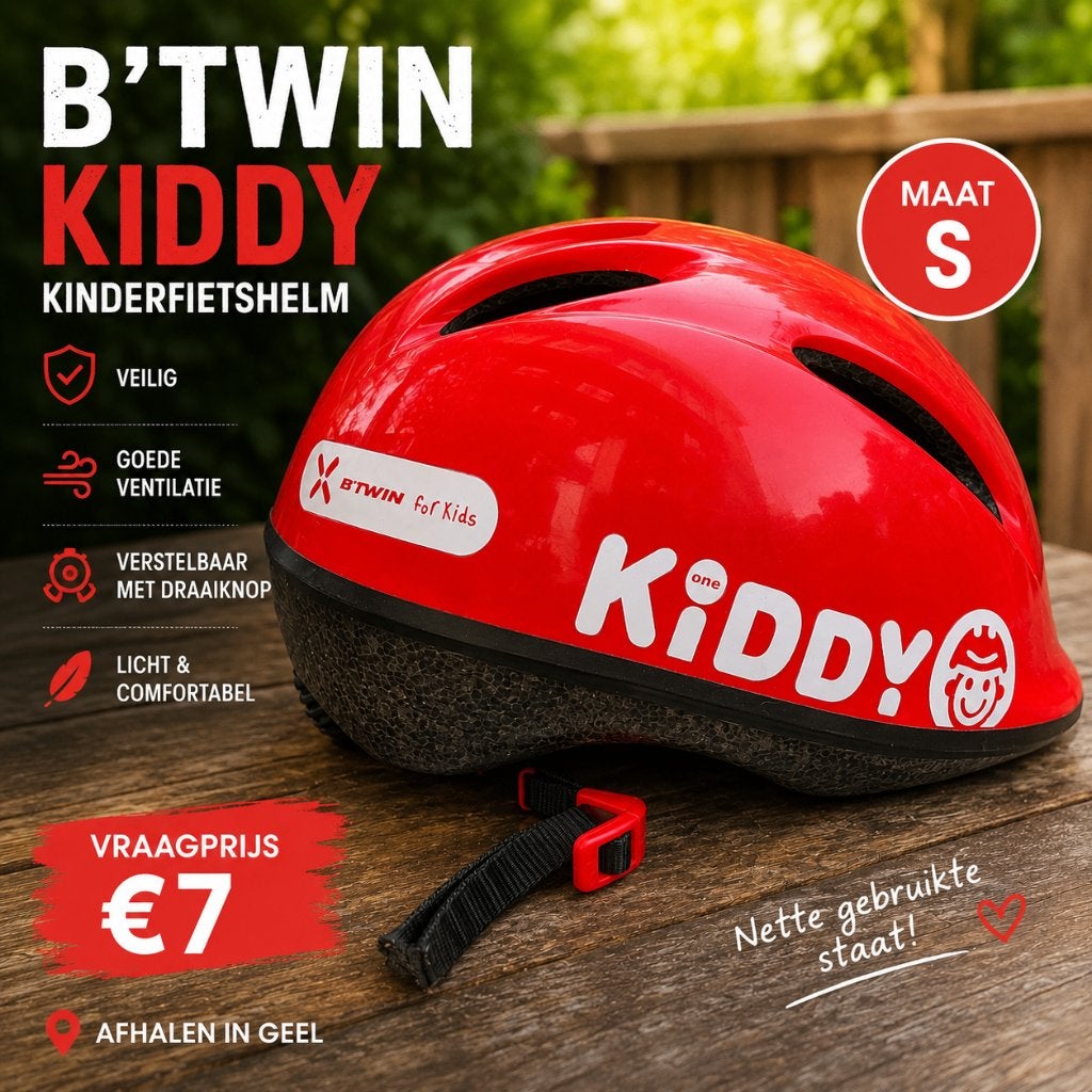 B’Twin Kiddy kinderfietshelm rood – maat S, Enlèvement, Comme neuf, S, Garçon ou Fille