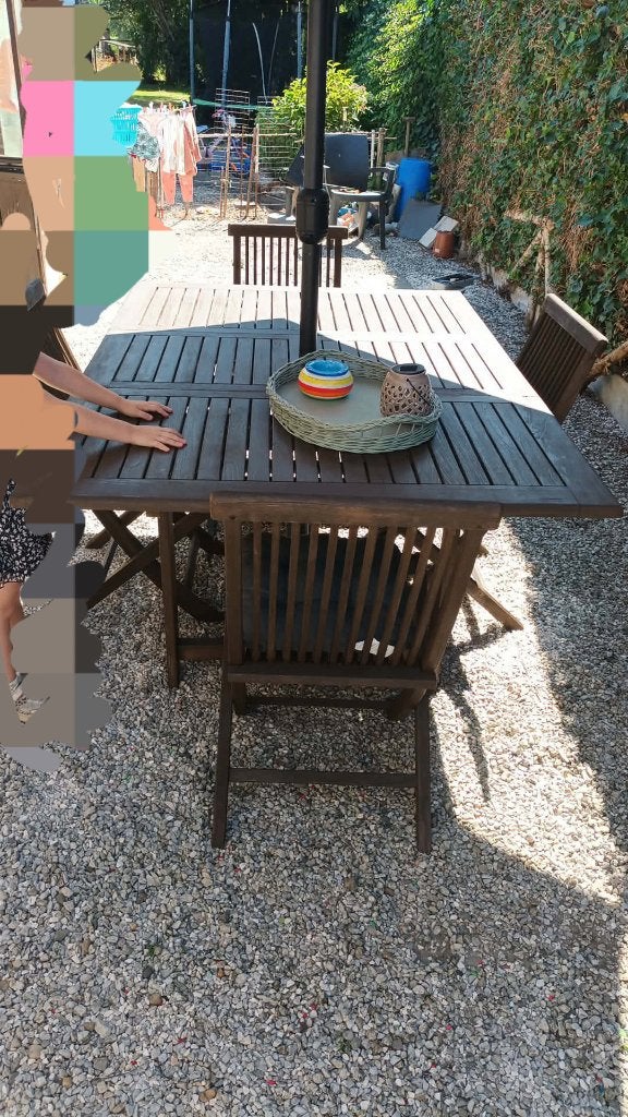 Tuintafel/ teak, Jardin & Terrasse, Enlèvement, Comme neuf, Carré, Bois de teck