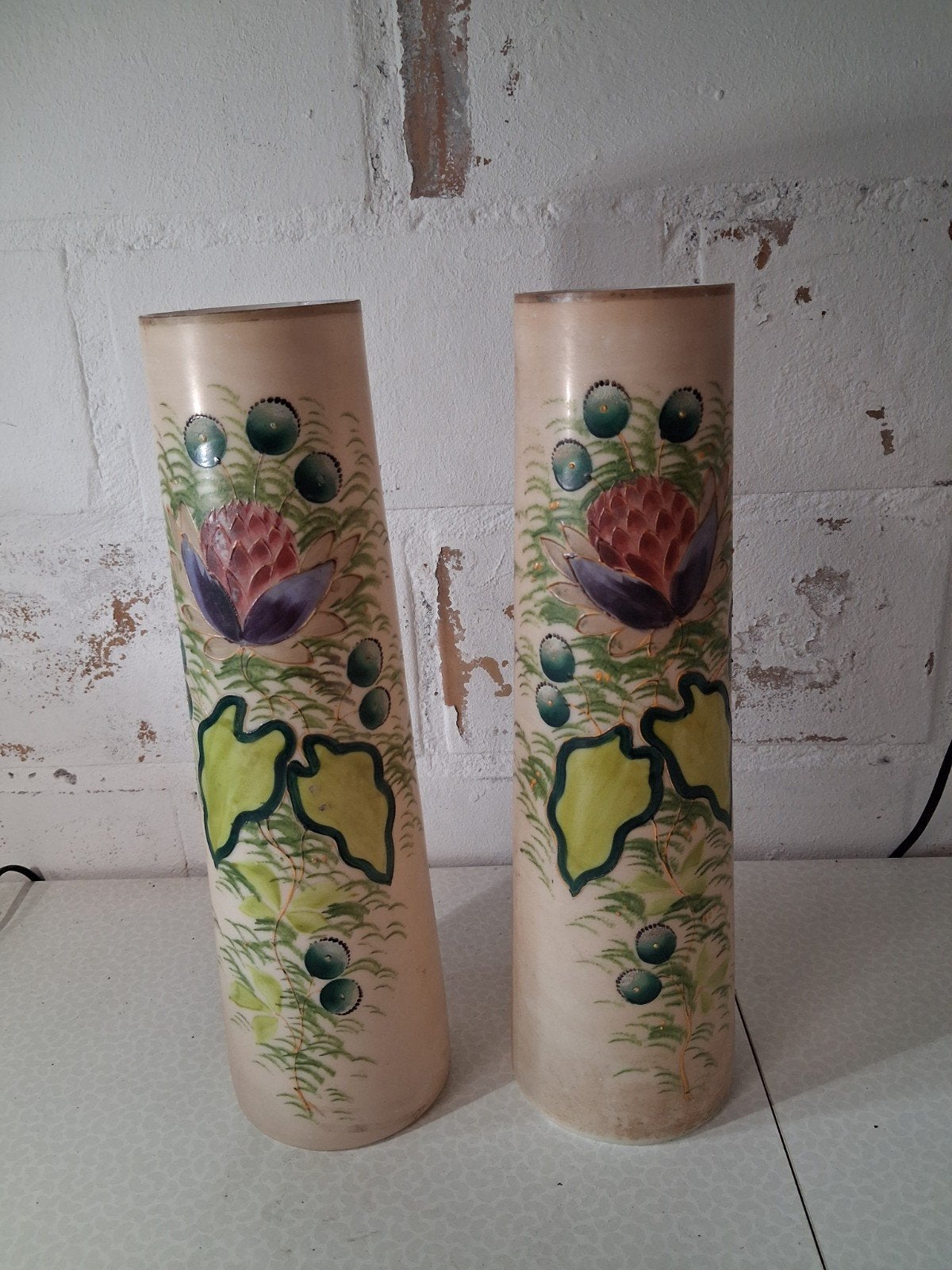koppel art nouveau opaline vazen, Ophalen of Verzenden, Glas