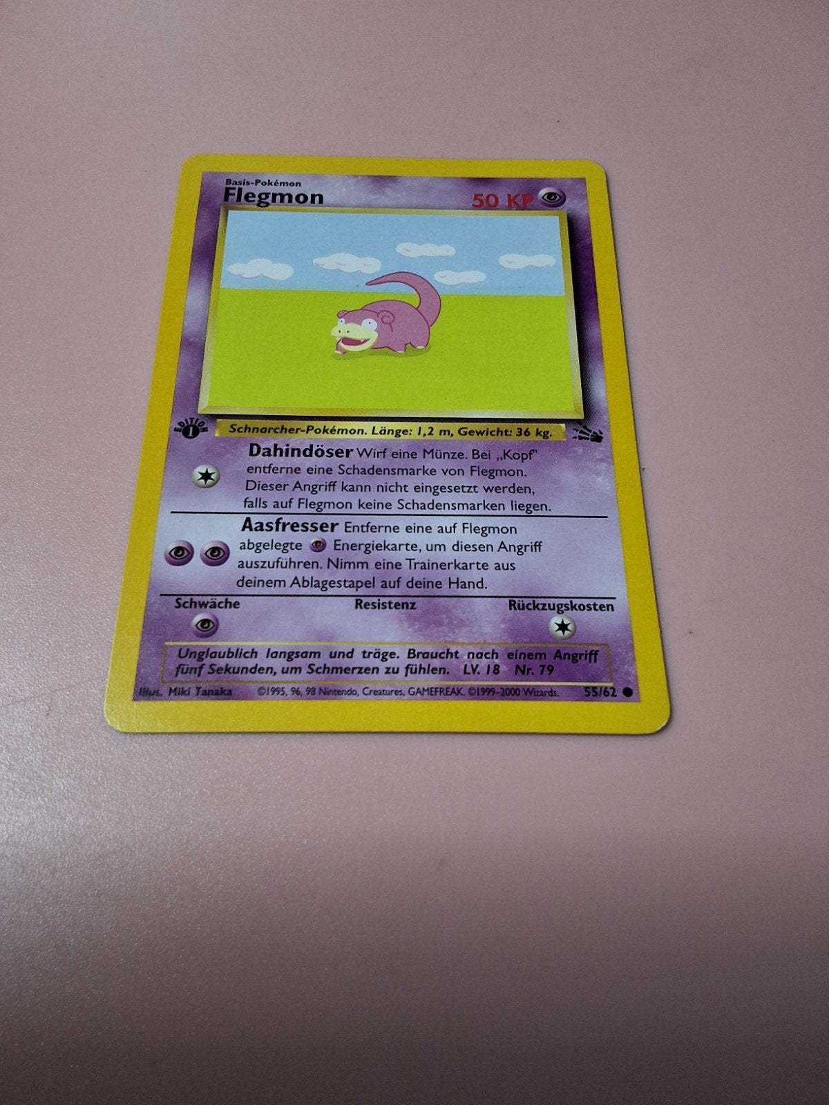 Carte Pokémon vintage — Phlegmon (Slowpoke) 55/62, Hobby & Loisirs créatifs, Enlèvement