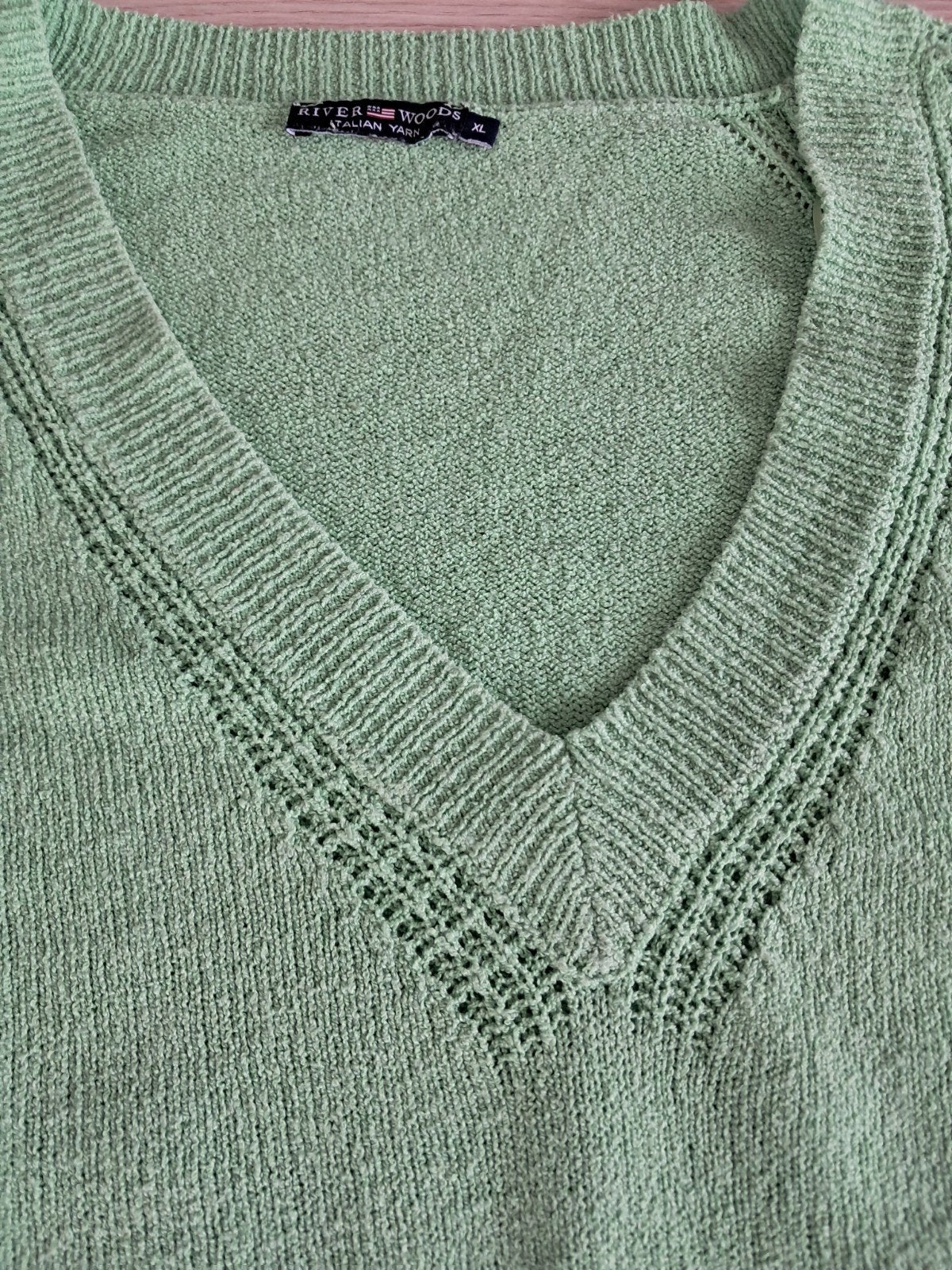 Lichtgroene V-hals trui voir dames, XL., River Woods, Maat 46/48 (XL) of groter, Ophalen of Verzenden, Zo goed als nieuw