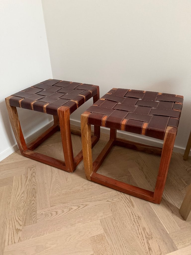Design stoelen met gewoven leder zitvlak, Ophalen