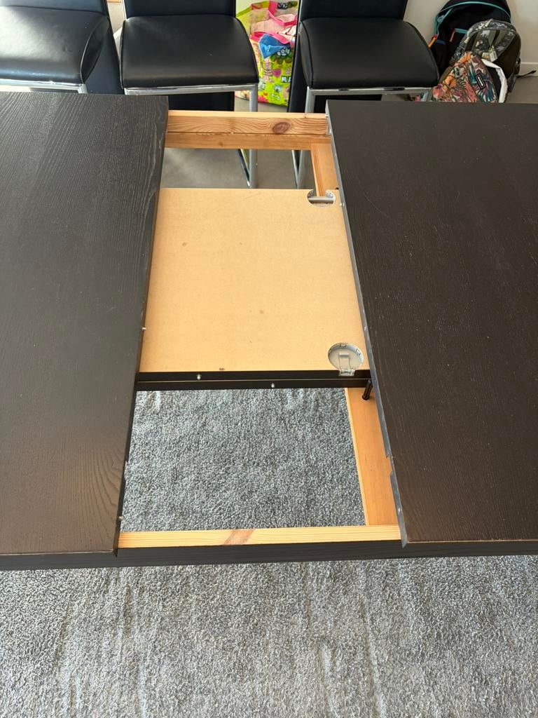 Eettafel hout IKEA 6p, B95xL175, uitschuifbaar tot B95xL260, Ophalen, Eikenhout, 50 tot 100 cm, Zo goed als nieuw