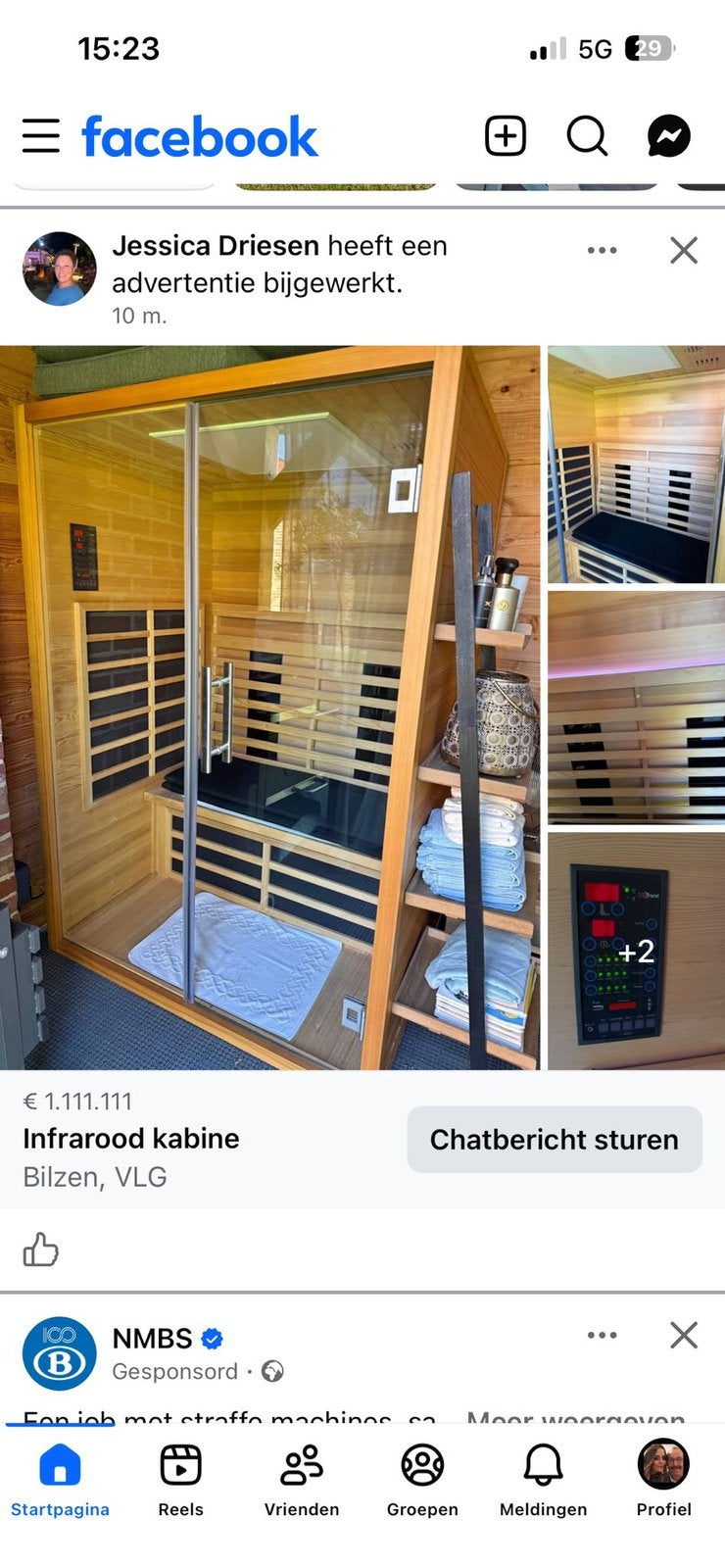 Infrarood cabine zo goed als nieuw, Sport en Fitness, Sauna, Ophalen, Zo goed als nieuw, Infrarood