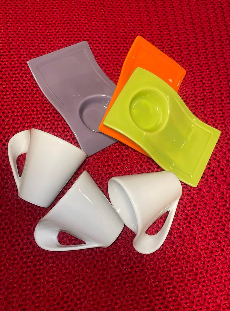 3 tasses d’espresso Passione Bar Gicos, Envoi, Comme neuf, Porcelaine, Tasse(s) et/ou soucoupe(s)