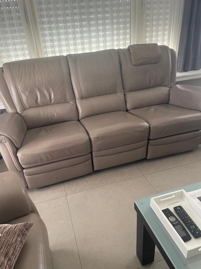 LEDEREN SALON met 3 ingebouwde relaxen, Maison & Meubles, Canapés | Coins salons complets, Enlèvement, Utilisé, Cuir