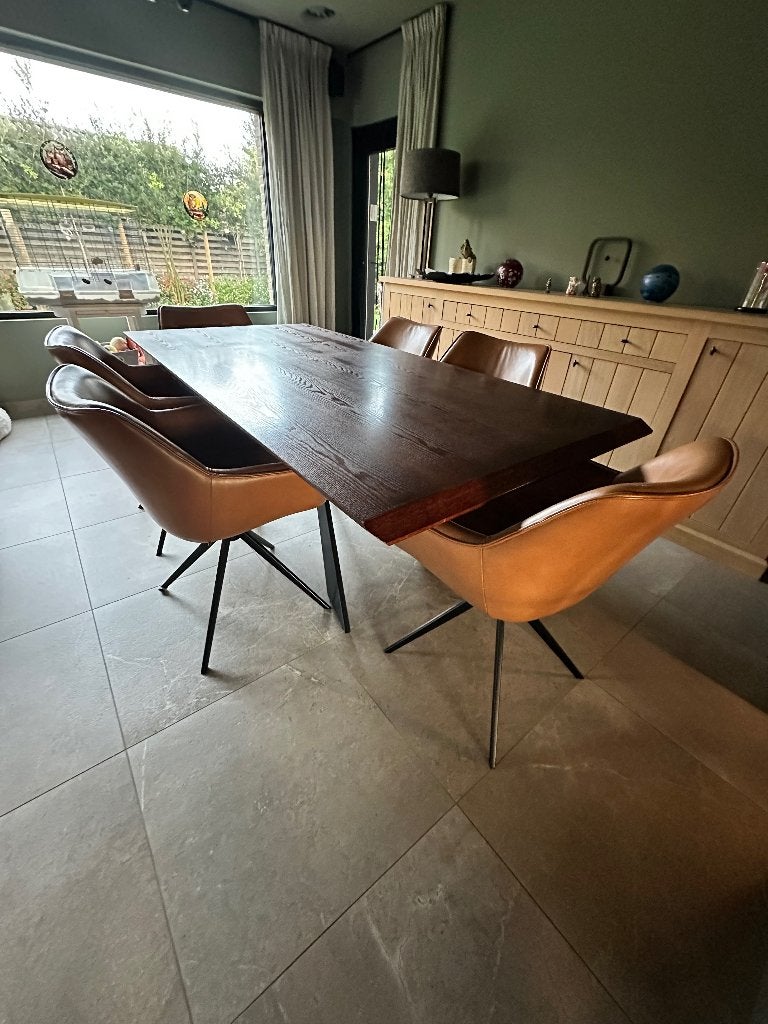 eettafel met stalen onderstel, Ophalen, 50 tot 100 cm, Vijf personen of meer, 150 tot 200 cm