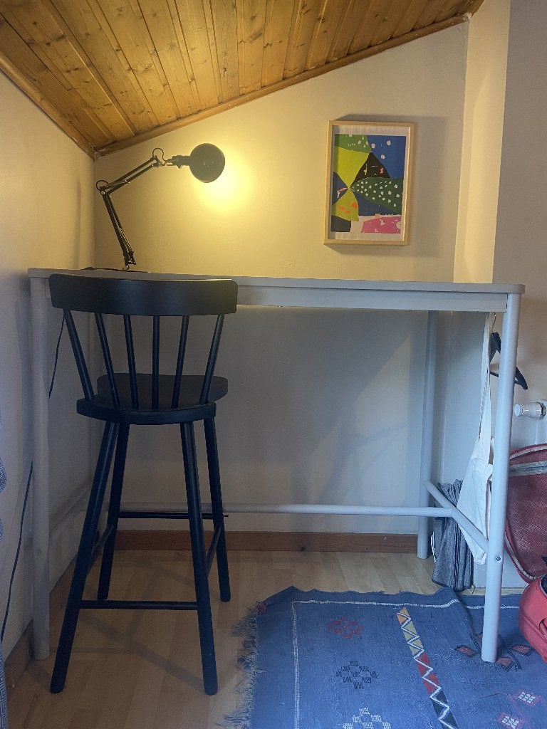 IKEA TOMMARYD hoge tafel + NORRARYD stoel - 100€, Huis en Inrichting, Ophalen, Scandinavisch, Metaal, Zo goed als nieuw