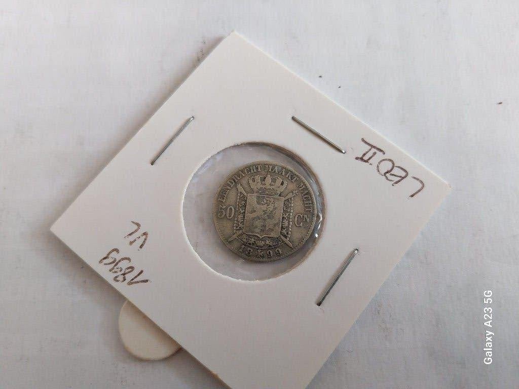 50 cent Leopold 1 zilver 1899 VL, Zilver, Ophalen of Verzenden, Losse munt, Zilver