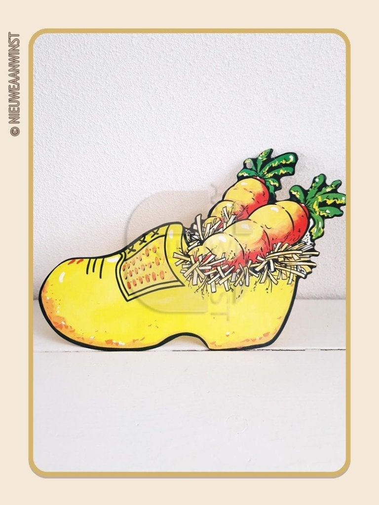 Nostalgische Sinterklaasdecoratie klomp met wortels - 25cm, Diversen, Verzenden, Zo goed als nieuw