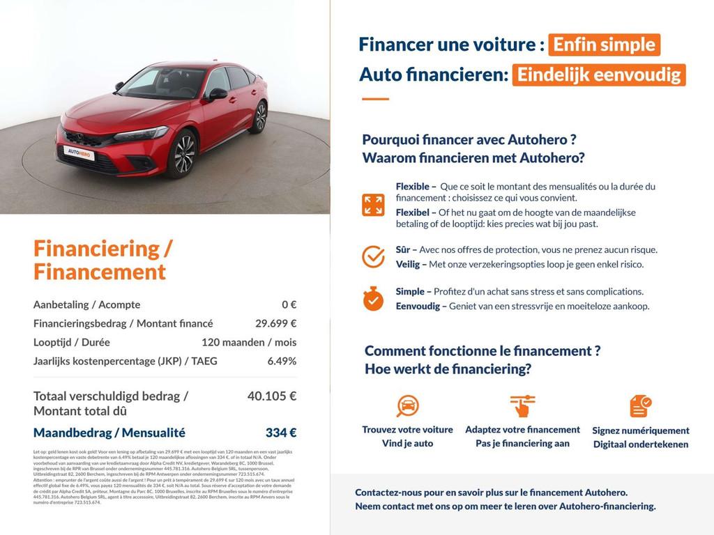 Honda Civic 2.0 e:HEV Elegance (bj 2025, automaat), Auto's, Stof, Gebruikt, 5 deurs, Hybride Elektrisch/Benzine