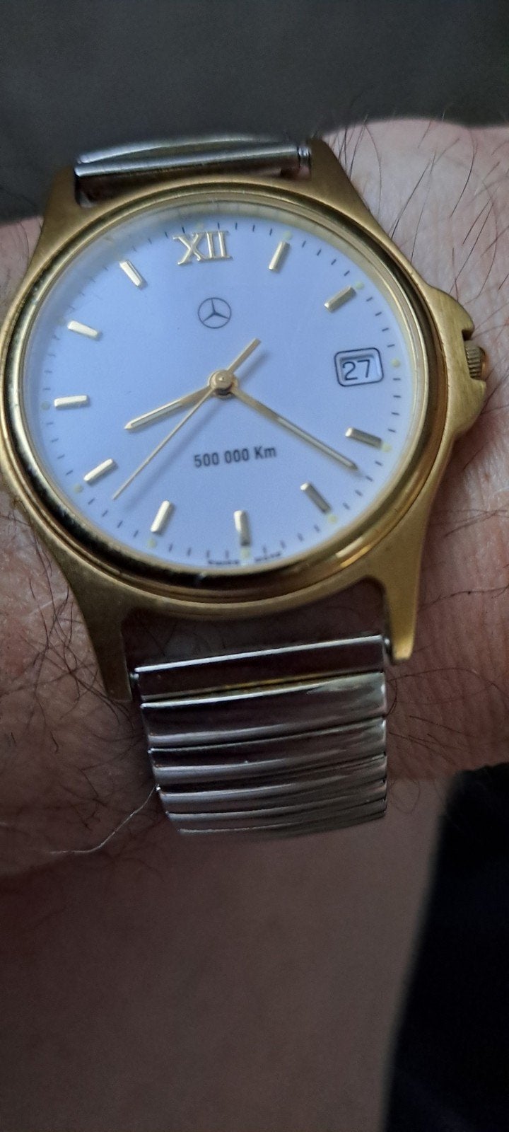 Een Mercedes horloge 500.000 km, Montre-bracelet, Autres marques, Enlèvement, Acier