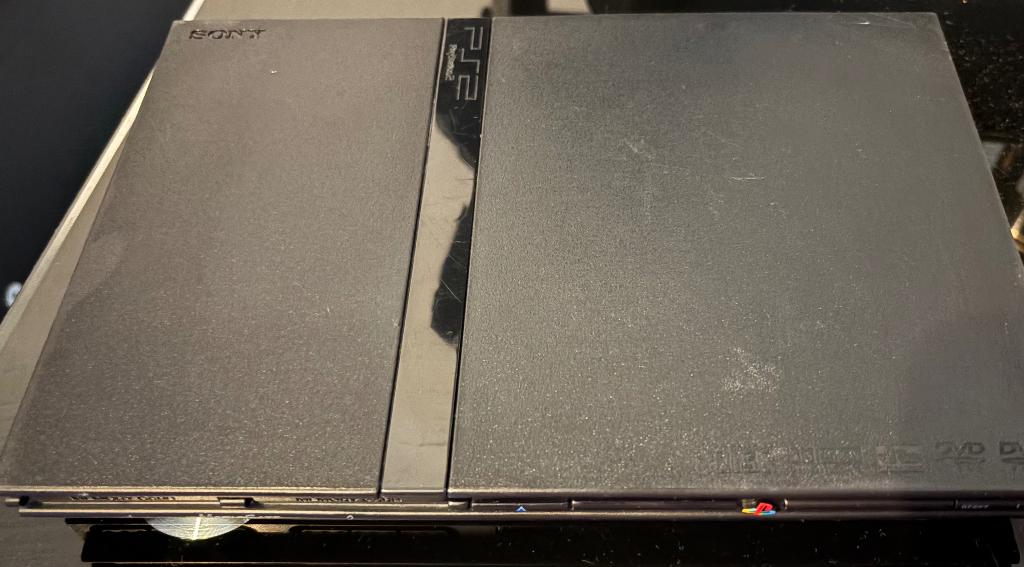 PlayStation 2 Slim, Zwart, Met 2 controllers, Ophalen of Verzenden, Slim