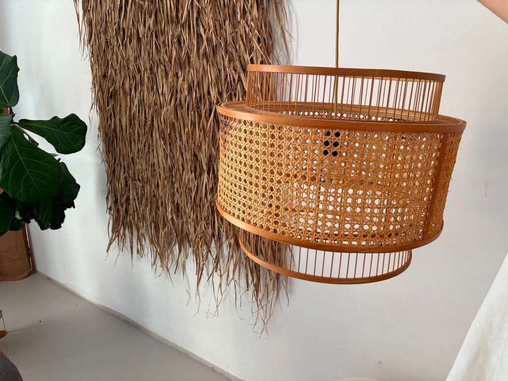 rotan lampekap, Matériau naturel, Vintage, Enlèvement, E27 (grand)