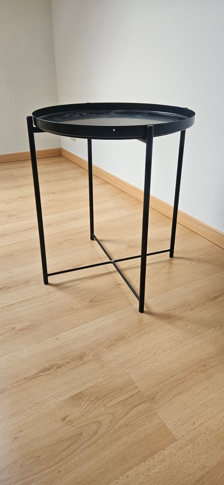 Bijzettafel Ikea zwart, Rond, Moins de 55 cm, Enlèvement, Métal ou Aluminium