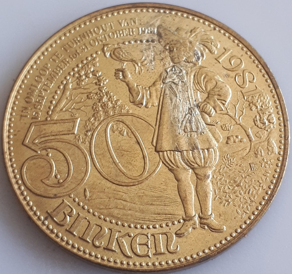 Gemeentepenning TURNHOUT 50 BINKEN 1981, Postzegels en Munten, Ophalen of Verzenden, Overige materialen