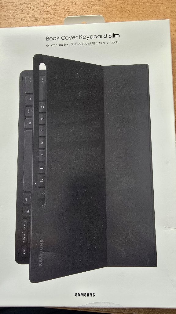 Book cover keyboard slim voor Galaxy Tab S8+, S7FE, S7+, Computers en Software, Gebruikt, Ophalen of Verzenden, Samsung, S8+, S7FE, S7+