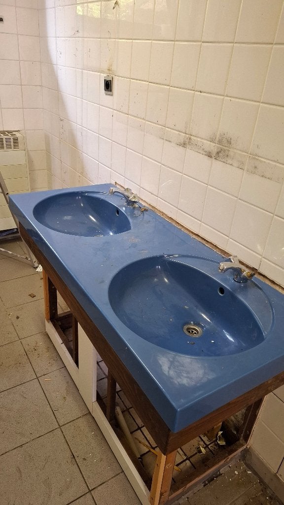 Vintage dubbele lavabo jaren 70, Ophalen, Gebruikt
