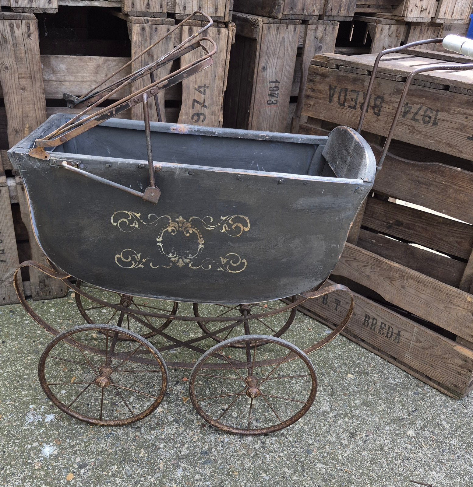 Poppenwagen oude Poppenwagen decoratie, Antiek en Kunst, Ophalen