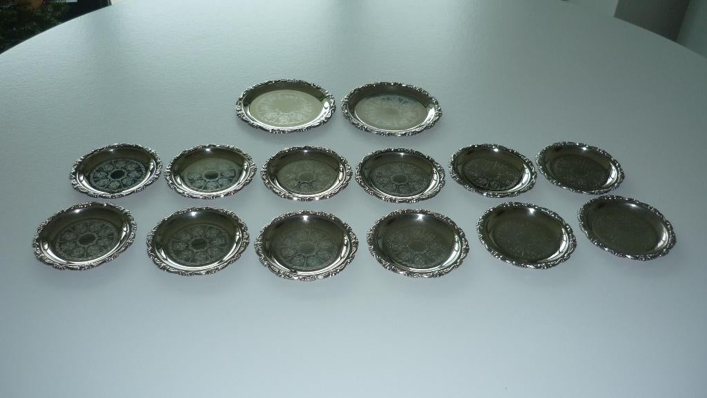 Verzilverde onderleggers, Ophalen of Verzenden, Zo goed als nieuw, Glas of Kopje