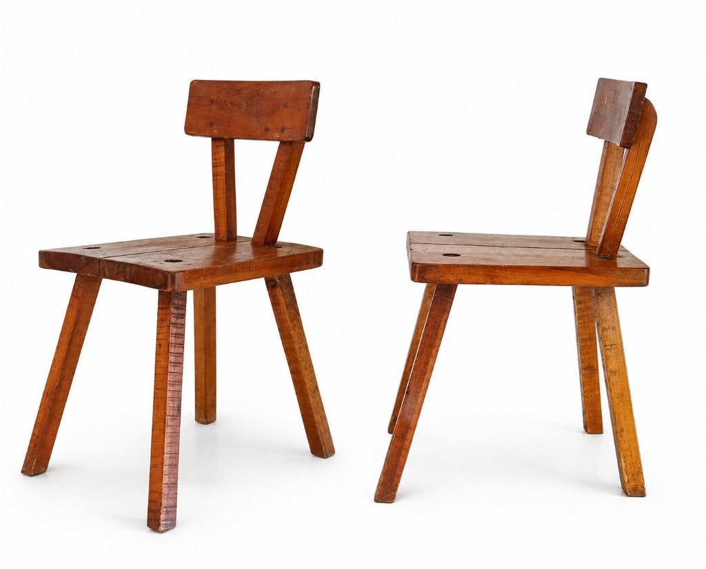 2 brutalistische stoelen jaren 50/60 - Vintage, Enlèvement
