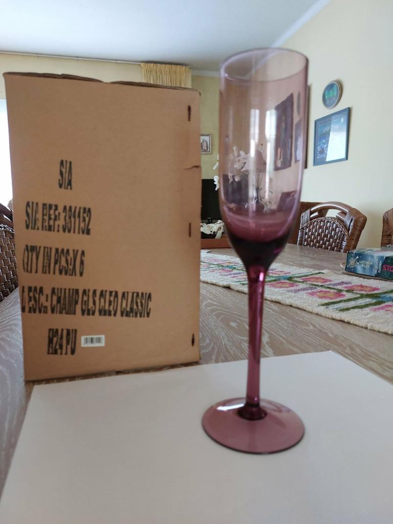 Paarse champagneglazen - SIA - handgeblazen!, Antiek en Kunst, Ophalen