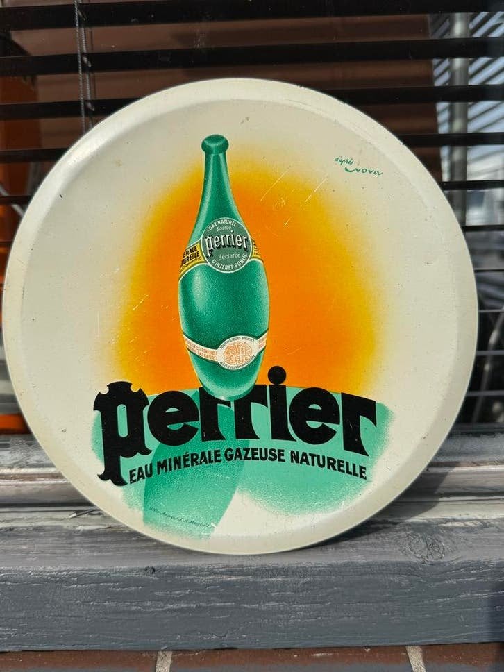Vintage Perrier  Reclamebord - Metaal -