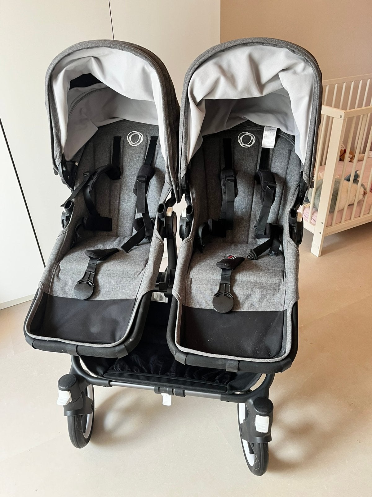 Bugaboo Donkey 5 Twin - Grey Melange, Ophalen, Zo goed als nieuw