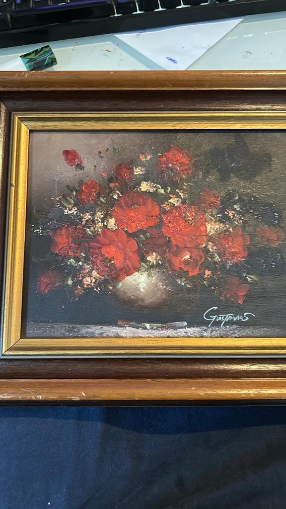 Lot de 3 tableaux fleurs, cadres bois style vintage, Antiek en Kunst, Kunst | Schilderijen | Klassiek, Ophalen