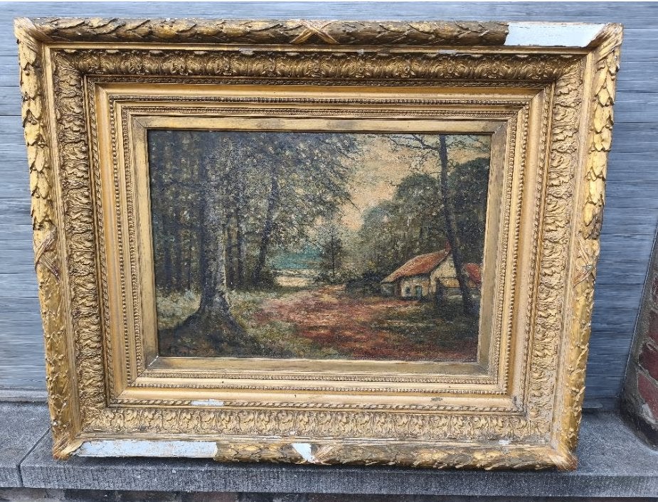 Huile sur panneau signe Adolphe poot, Enlèvement, Panneau