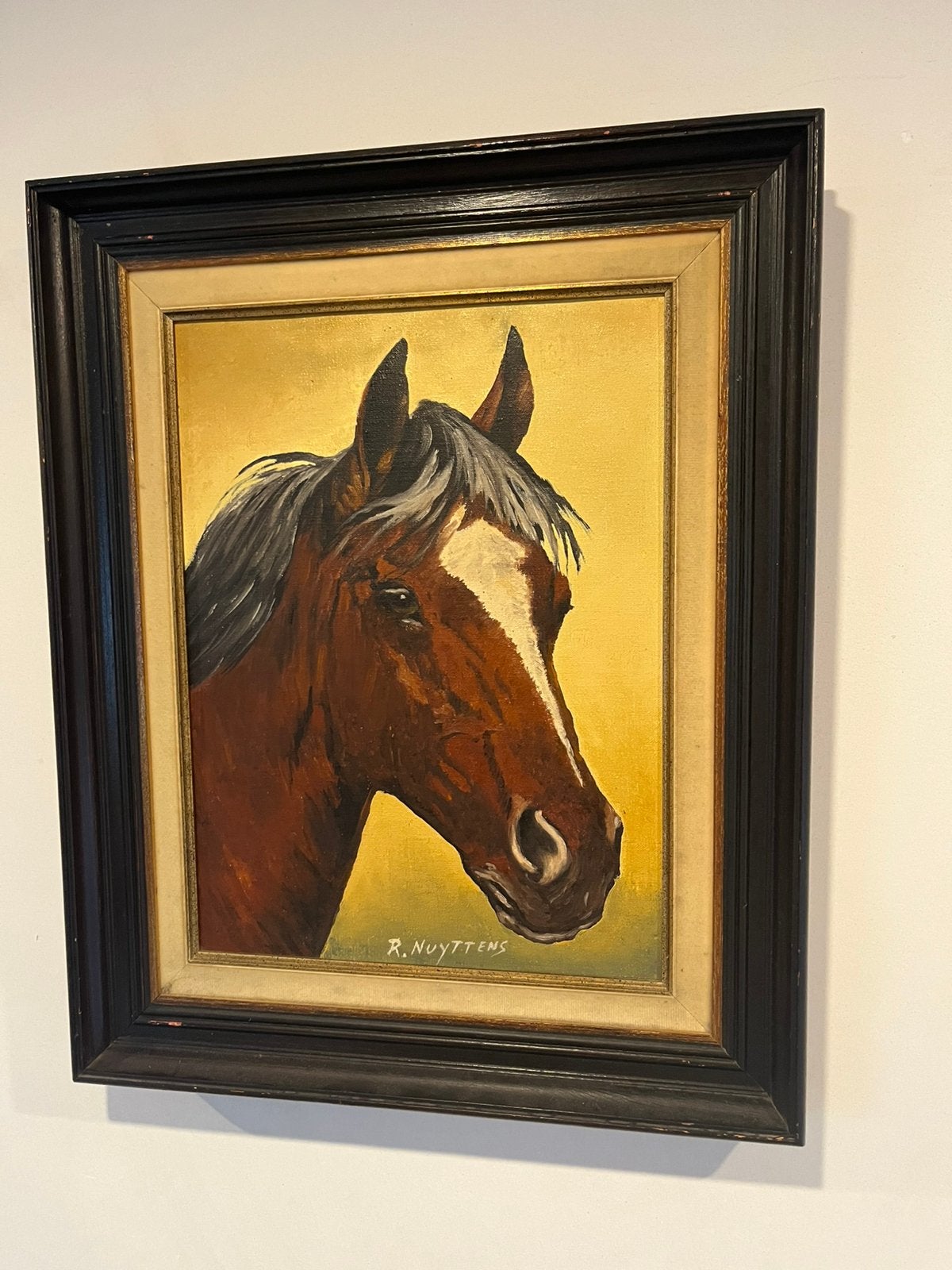 Schilderij paard - r nuyttens, Antiek en Kunst, Ophalen of Verzenden, Gesigneerd