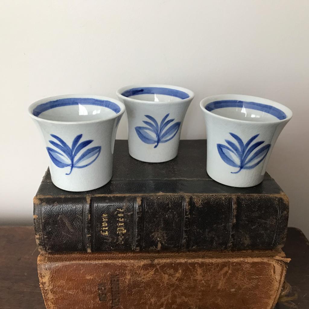 Vintage porseleinen espressokopjes Gefle, zweden, Enlèvement ou Envoi, Utilisé, Porcelaine, Autres types
