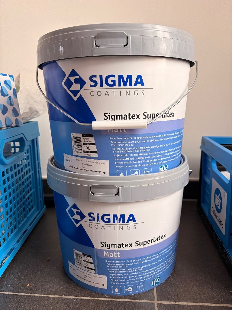 SIGMA VERF SIGMATEX SUPERLATEX RAL9010, Doe-het-zelf en Bouw, Verf, Beits en Lak, Ophalen, Wit, Nieuw, Verf