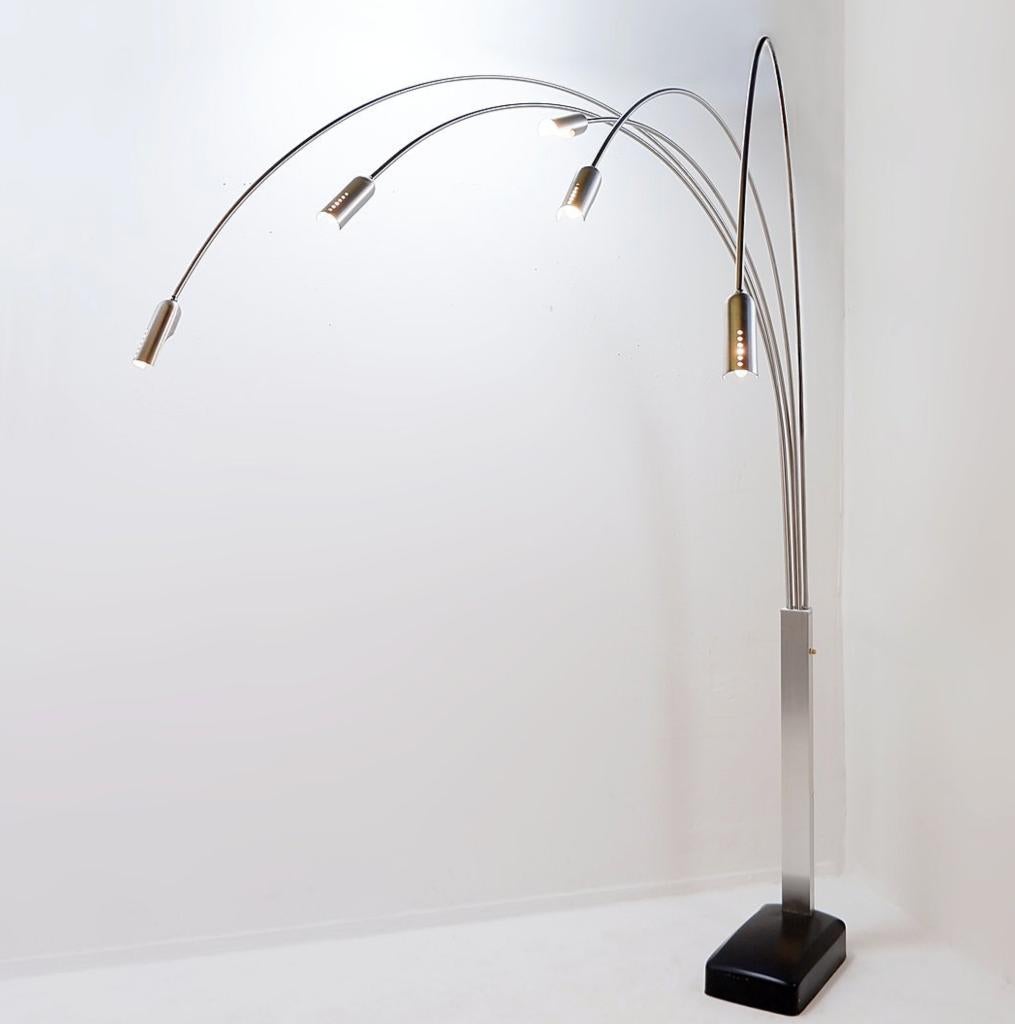 Vintage Italian 7 arms Arc floor lamp, 1970s "Arc" vloerlamp, Enlèvement, Utilisé, 200 cm ou plus, Métal
